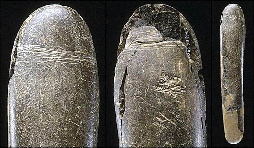 29,000 BCE. Paleolithic era. A stone phallus discovered in Germany in the Höhle Fels cave. Carved from fine-grained siltstone.